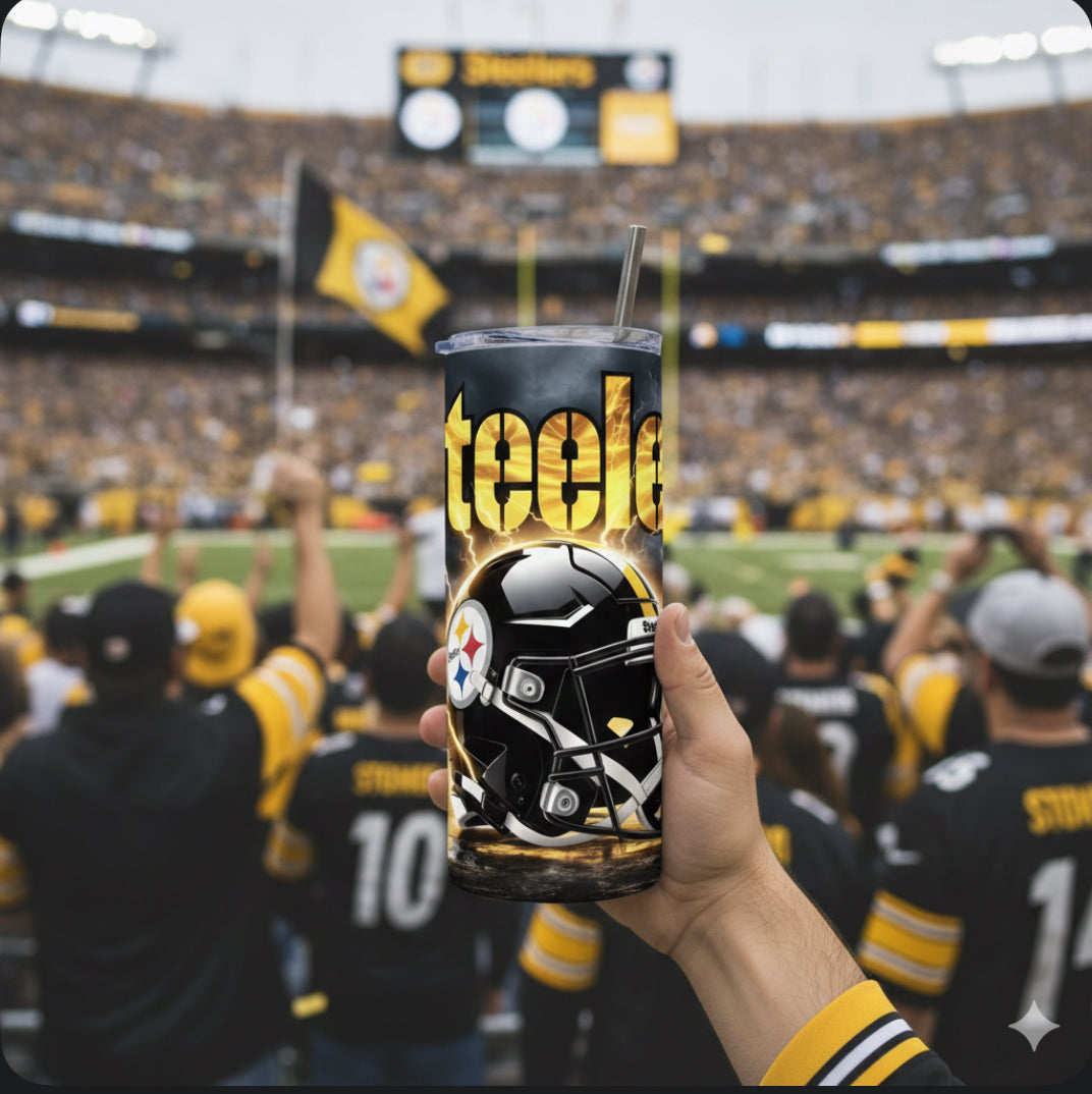 Steel City Gameday 20oz Stainless Steel Tumbler – Lightning Edition