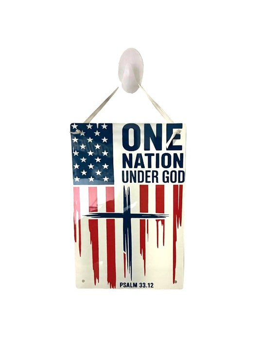 One Nation Under God" Aluminum Wall Art – Psalm 33:12 Patriotic Christian Sign