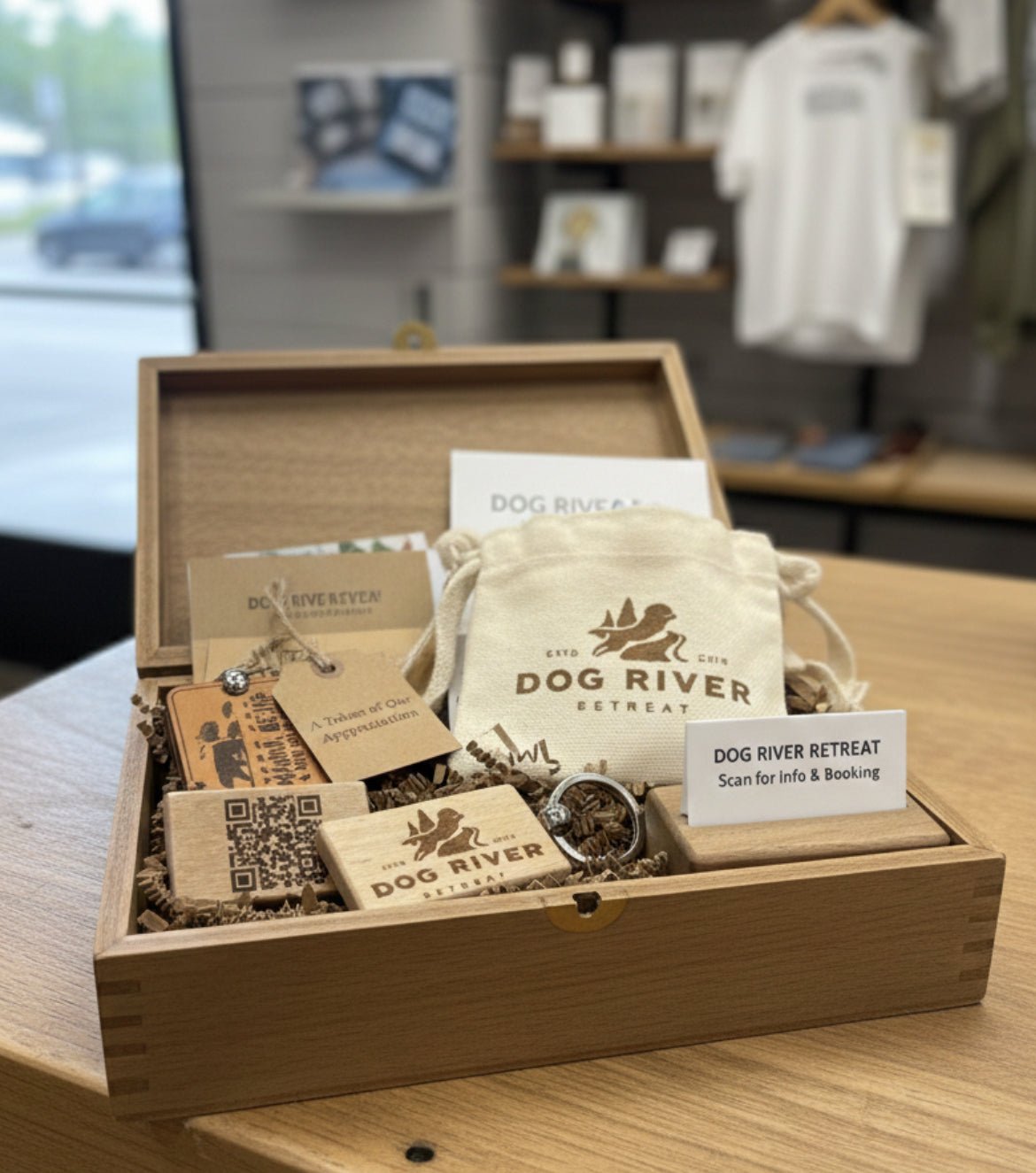 The "Digital Connection" Wood Keychain – Logo & QR Code Combo