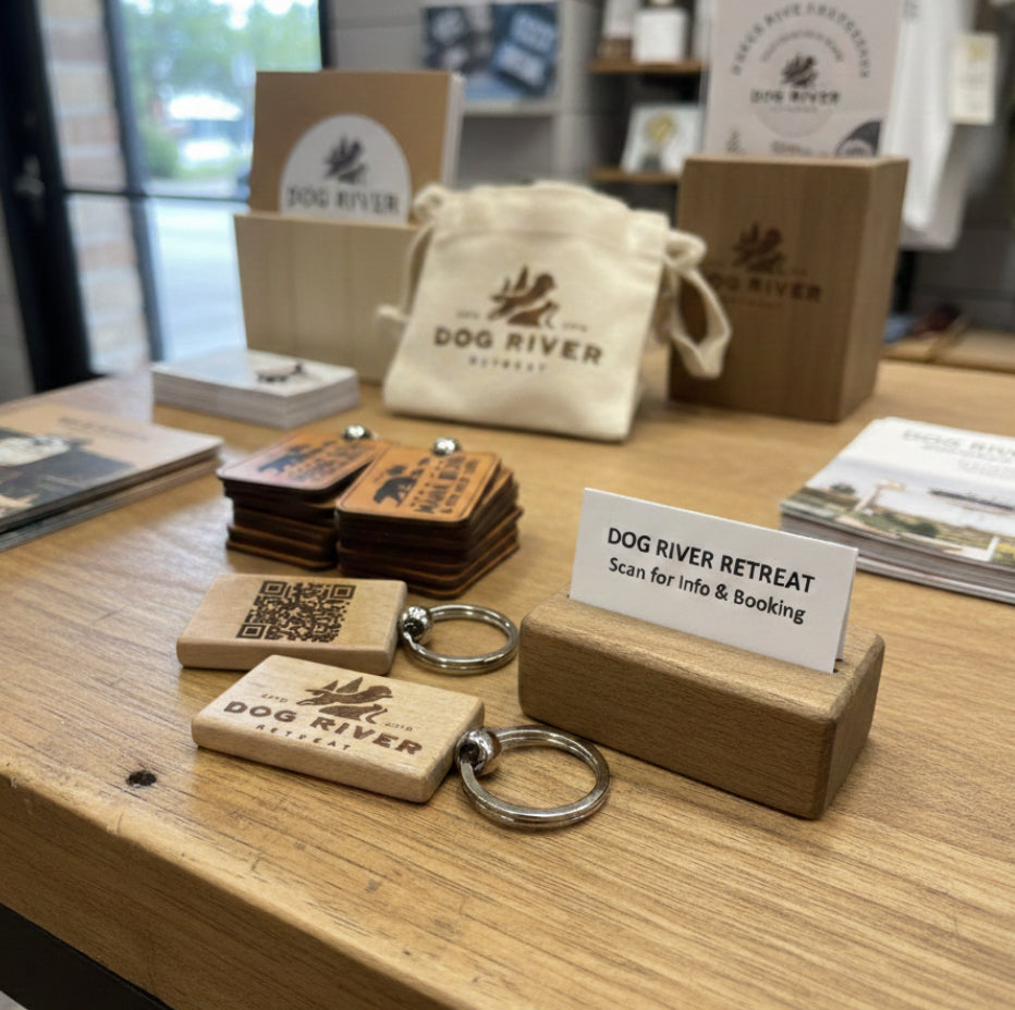 The "Digital Connection" Wood Keychain – Logo & QR Code Combo