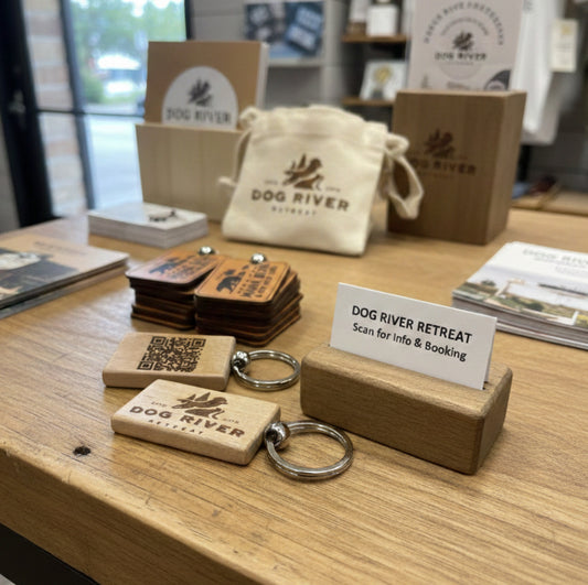 The "Digital Connection" Wood Keychain – Logo & QR Code Combo
