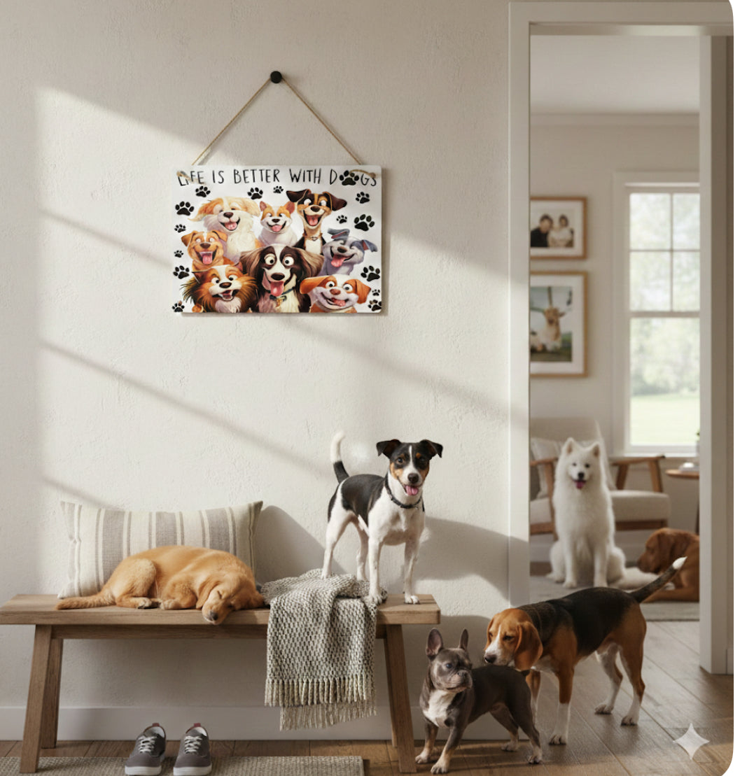 e
"Life is Better With Dogs" 8x12 Aluminum Metal Sign – Vibrant Dog Lover Wall Decor