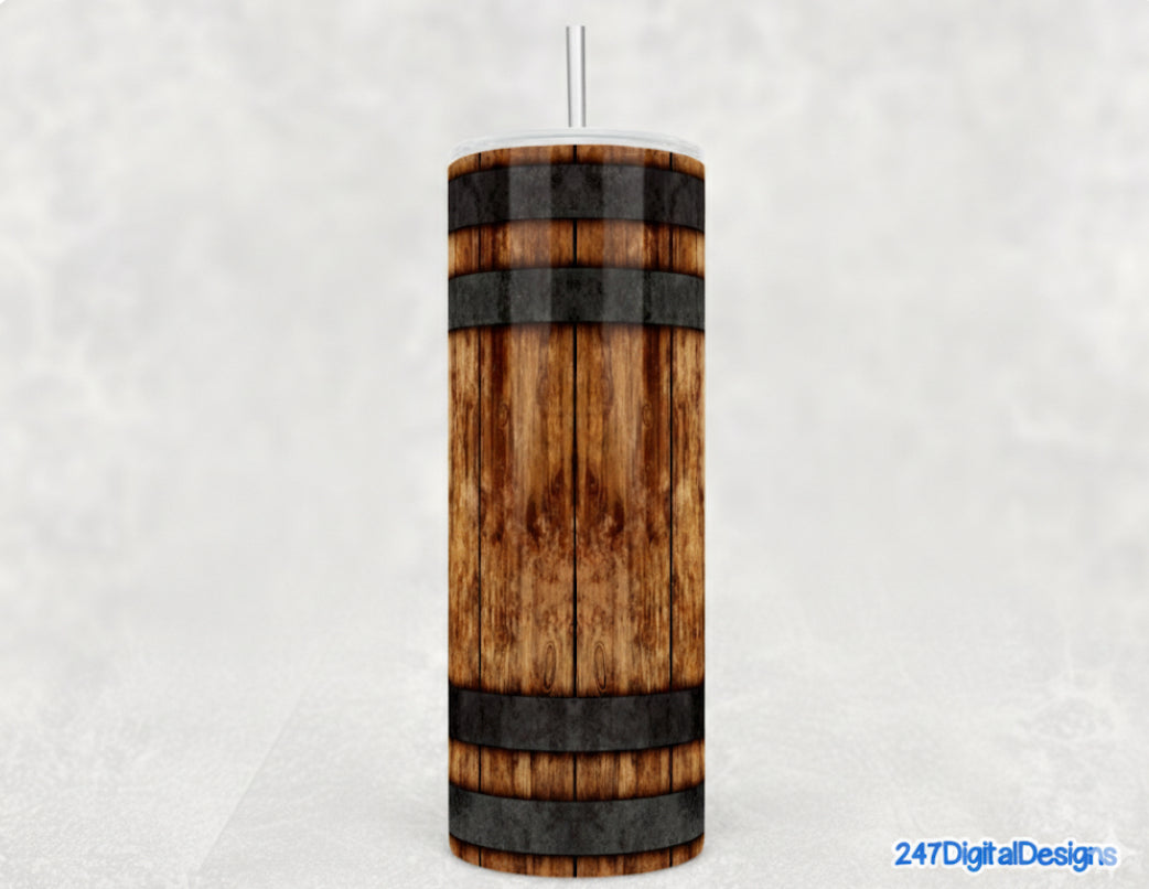Rustic Spirit: The 20oz Whiskey Barrel Insulated Tumbler