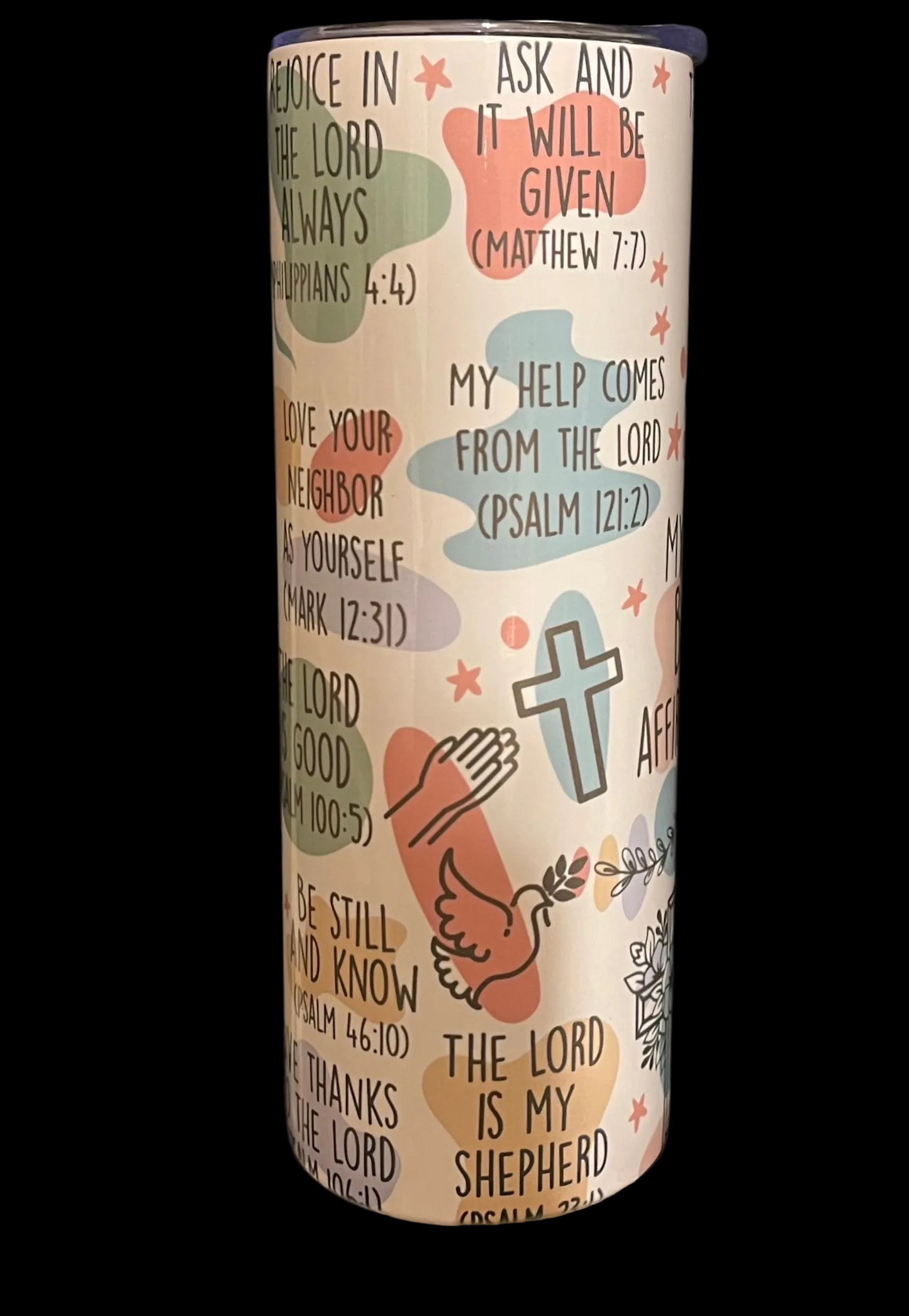 My Daily Bible Affirmations 20oz Skinny Tumbler – Christian Scripture Travel Mug