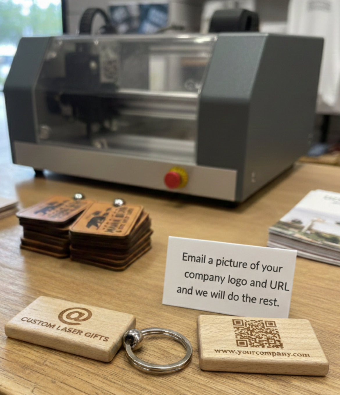 The "Digital Connection" Wood Keychain – Logo & QR Code Combo