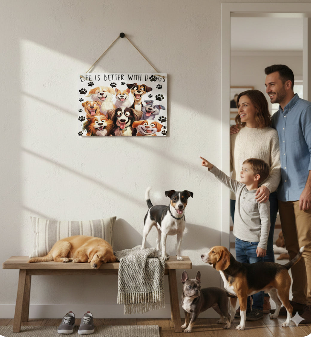 e
"Life is Better With Dogs" 8x12 Aluminum Metal Sign – Vibrant Dog Lover Wall Decor