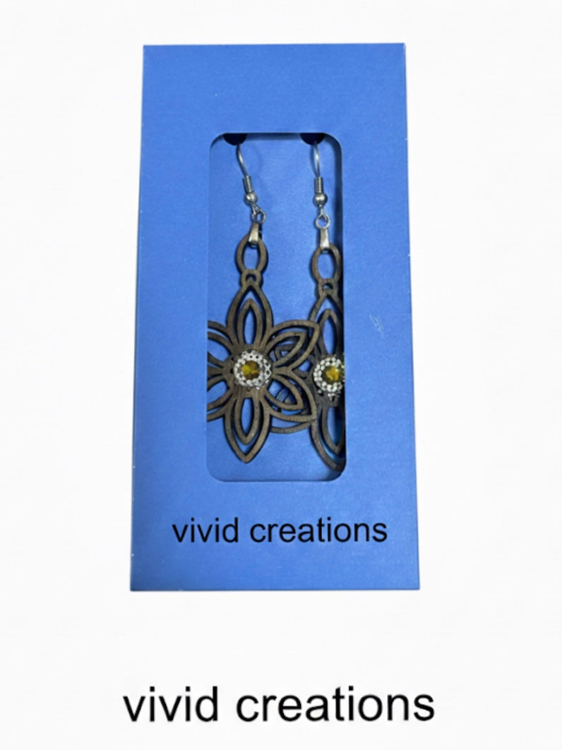 Petals of radiance laser cut wooden floral earrings