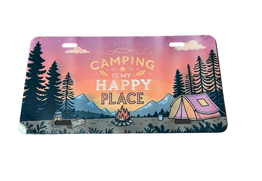 "Happy Place" Camping License Plate / RV Decor