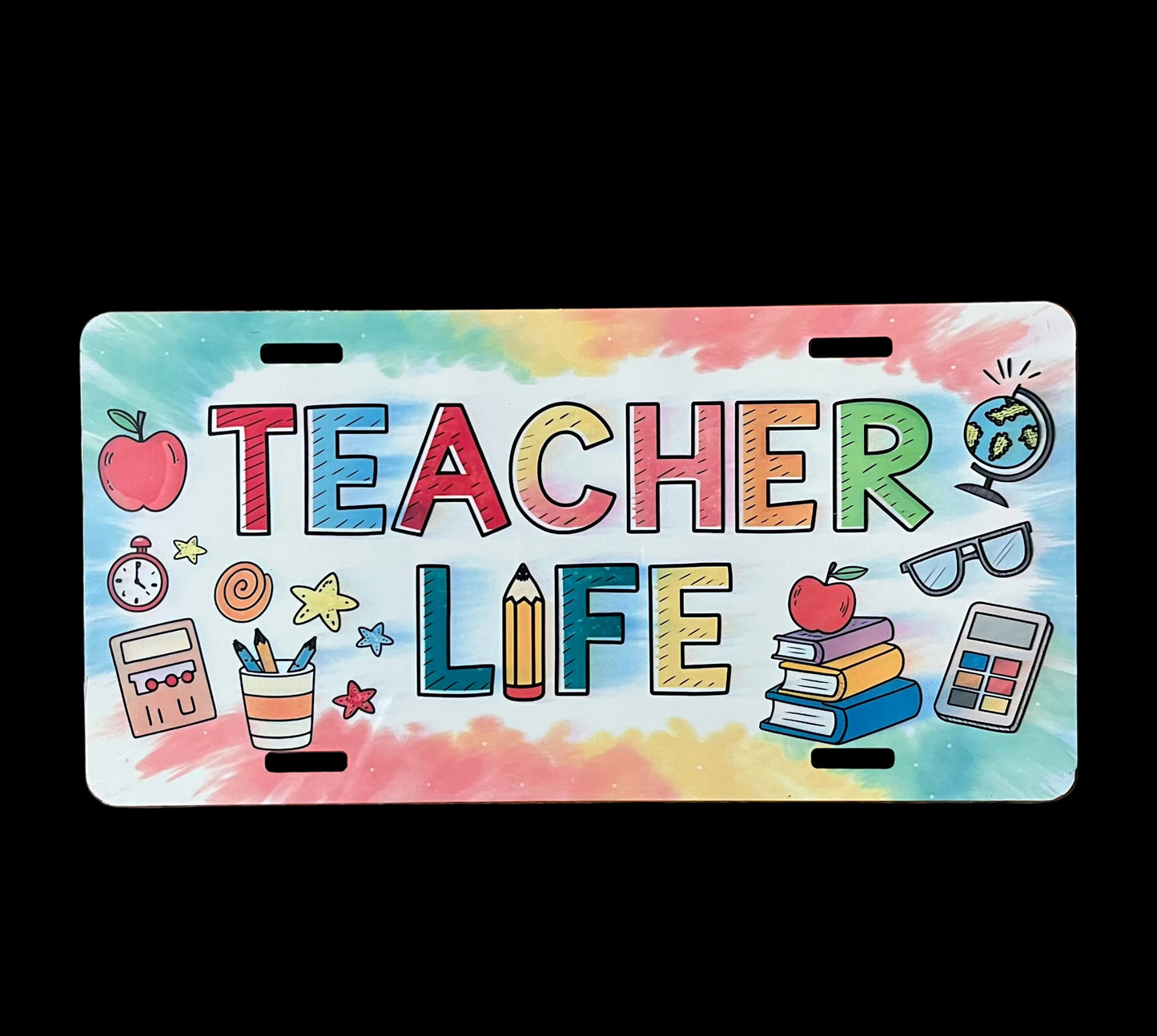 6" x 12" "Teacher Life" Aluminum License Plate – Vibrant Classroom Spirit!