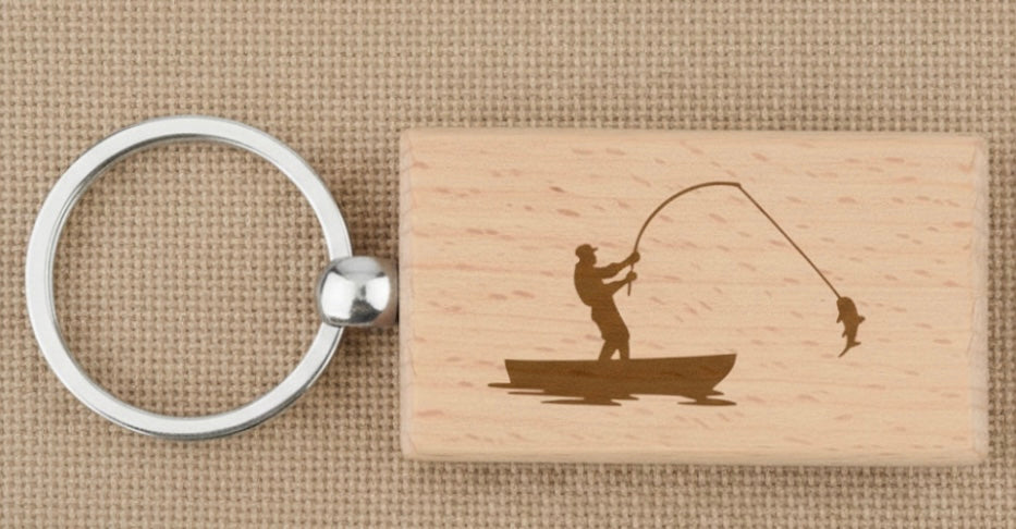Reel in the Perfect Gift: Laser-Engraved Wooden Fishing Keychain