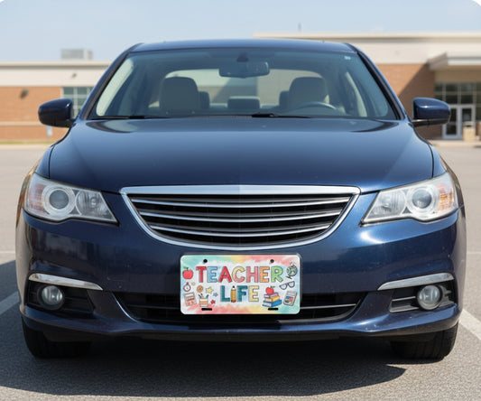 6" x 12" "Teacher Life" Aluminum License Plate – Vibrant Classroom Spirit!