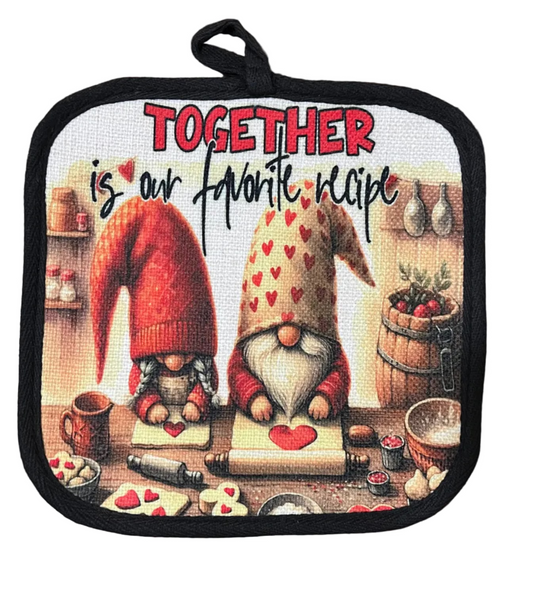 Gnome Sweet Gnome Pot Holder – "Together is Our Favorite Recipe" Silicone Kitchen Grip