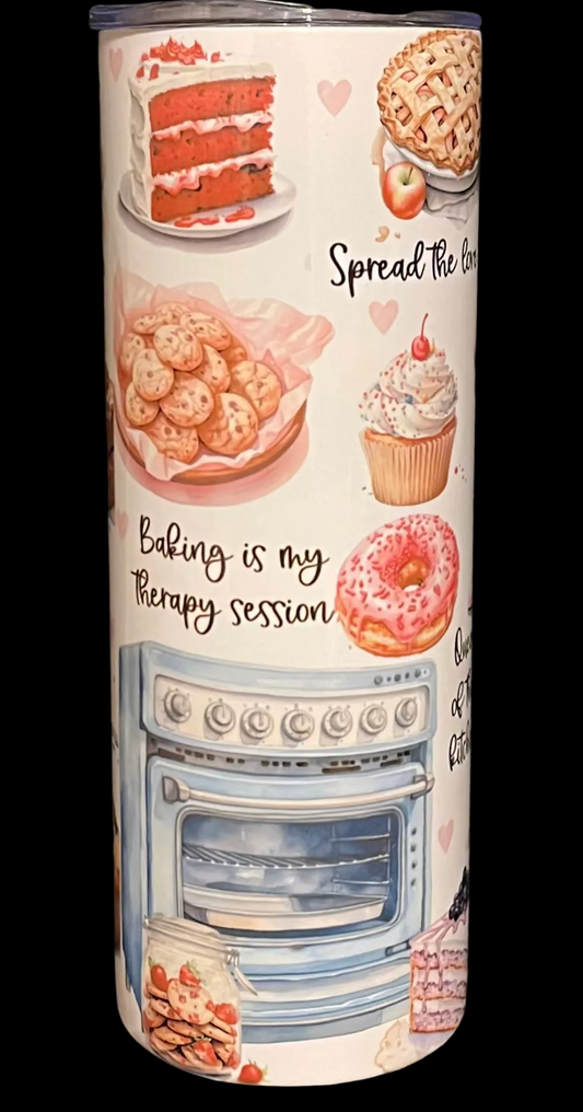 Baking Is My Love Language 20oz Tumbler – Cute Watercolor Pastries & Kitchen Aesthetic Travel Mug