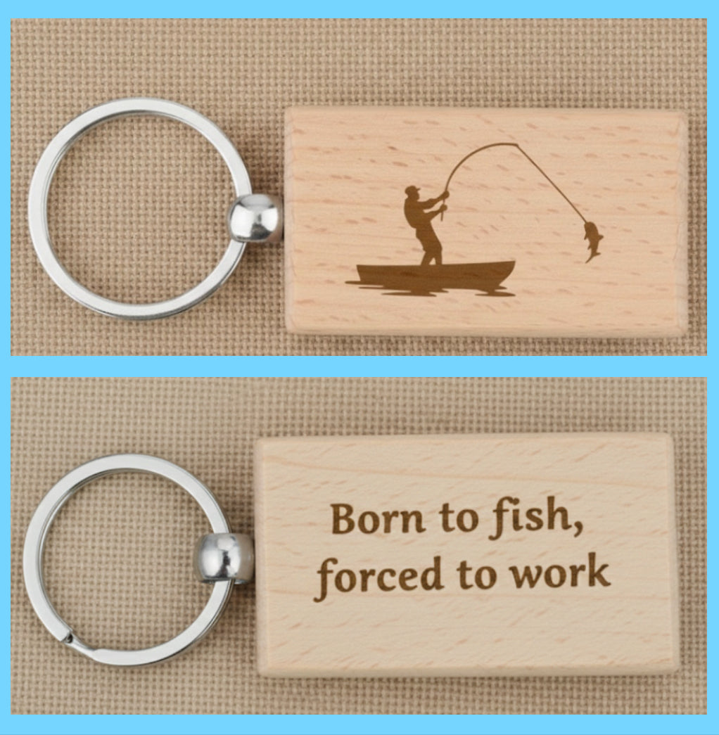 Reel in the Perfect Gift: Laser-Engraved Wooden Fishing Keychain