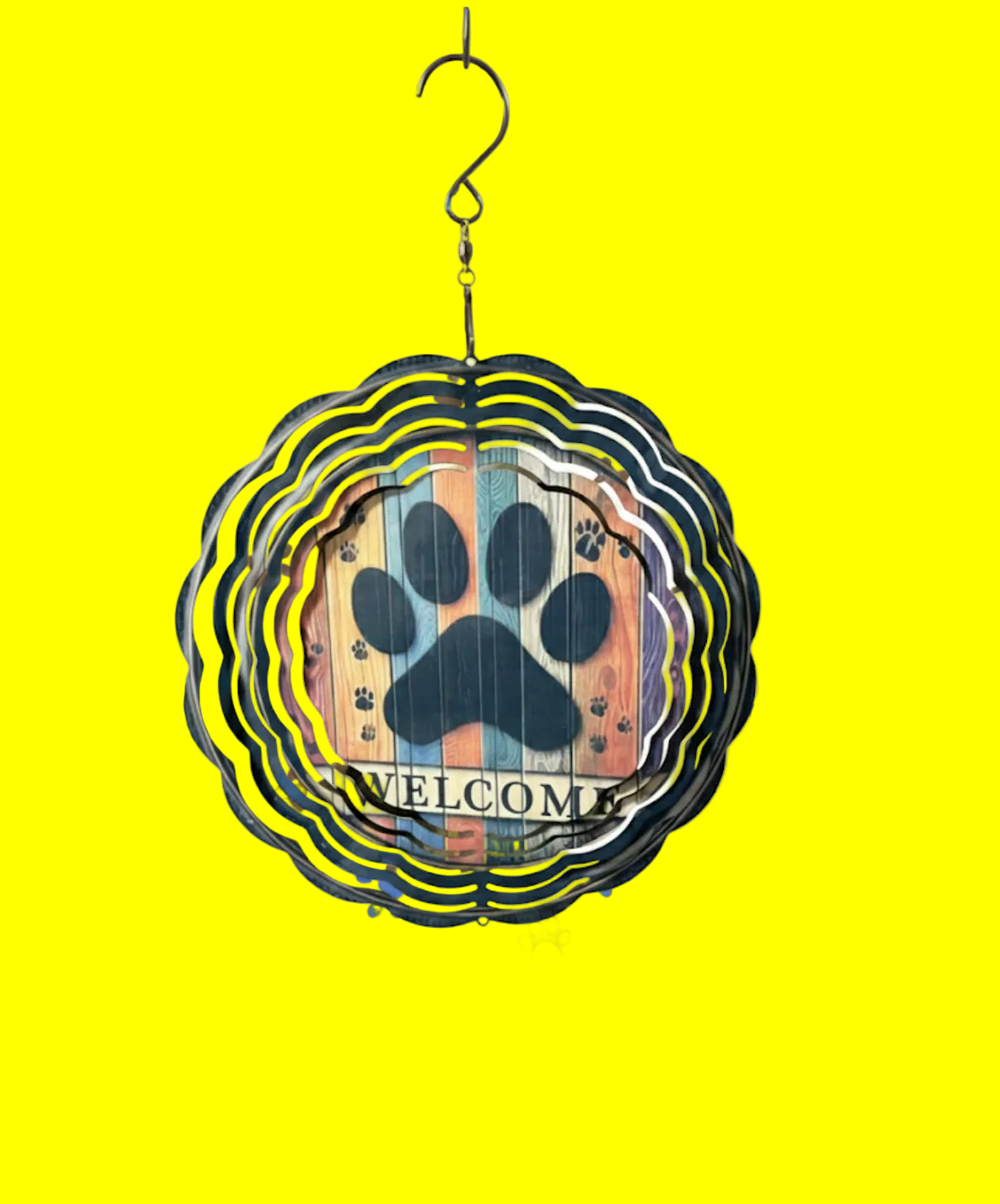 10-Inch "Welcome" Paw Print Wind Spinner