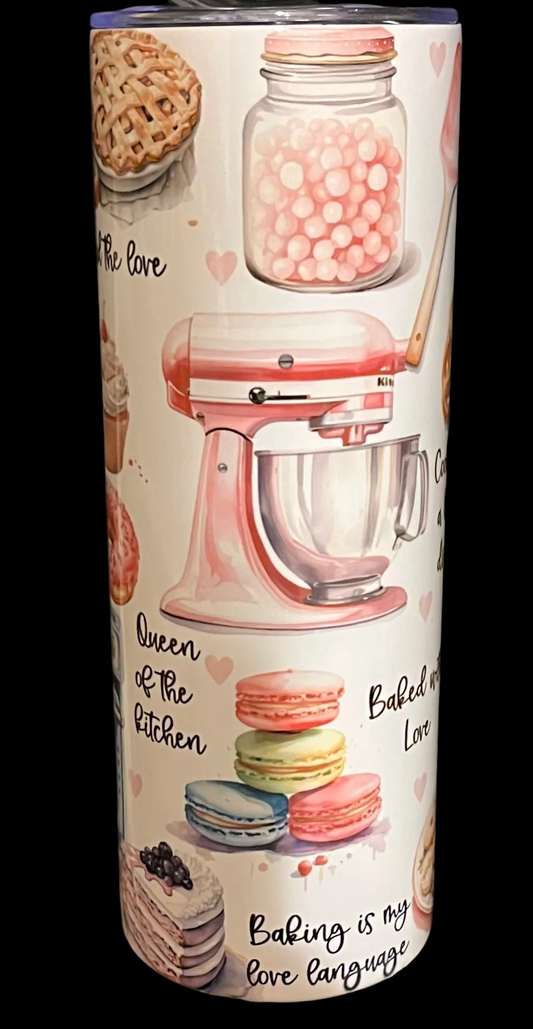 Baking Is My Love Language 20oz Tumbler – Cute Watercolor Pastries & Kitchen Aesthetic Travel Mug
