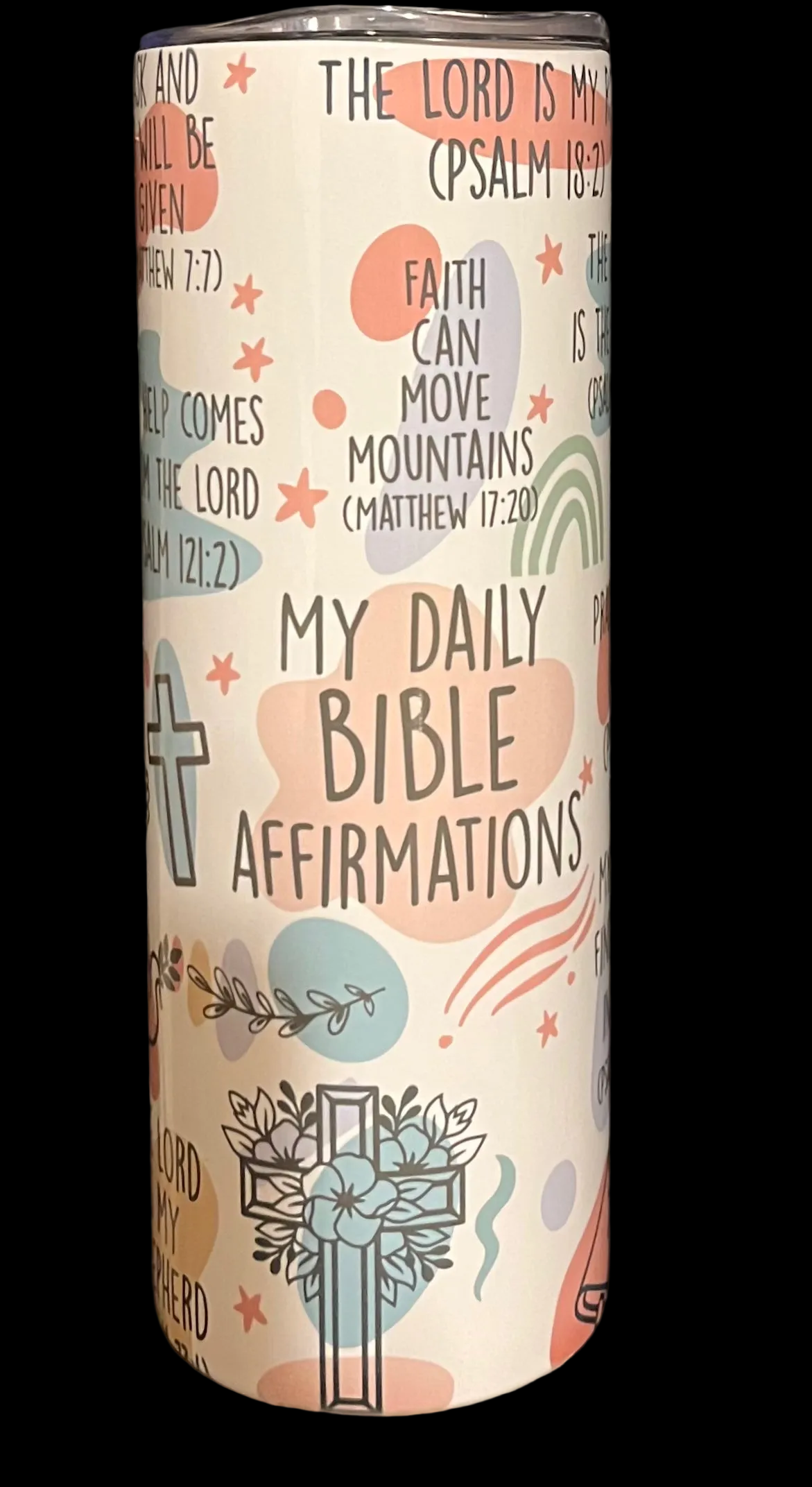 My Daily Bible Affirmations 20oz Skinny Tumbler – Christian Scripture Travel Mug