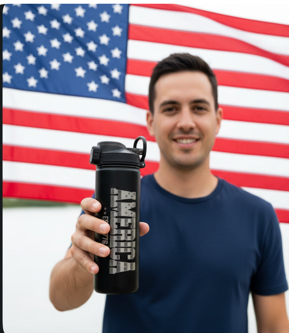 Daily Defender: 1776 Patriotic America 24oz Skinny Tumbler with Splash-Proof Lid